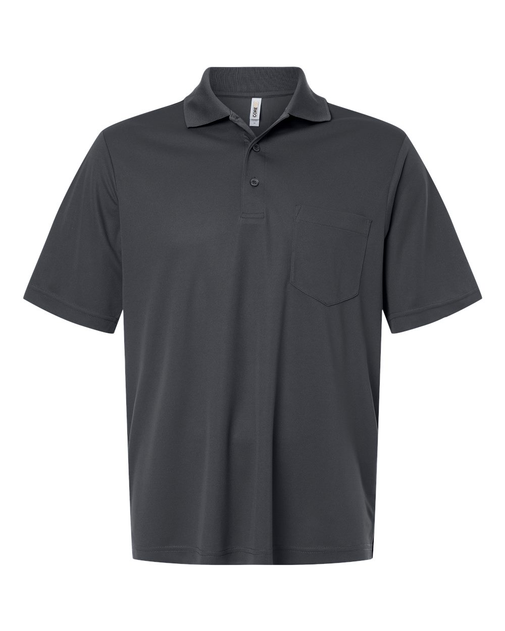 Front View of Carbon Men's Nova Performance Pique Pocket Polo - CE108P plain