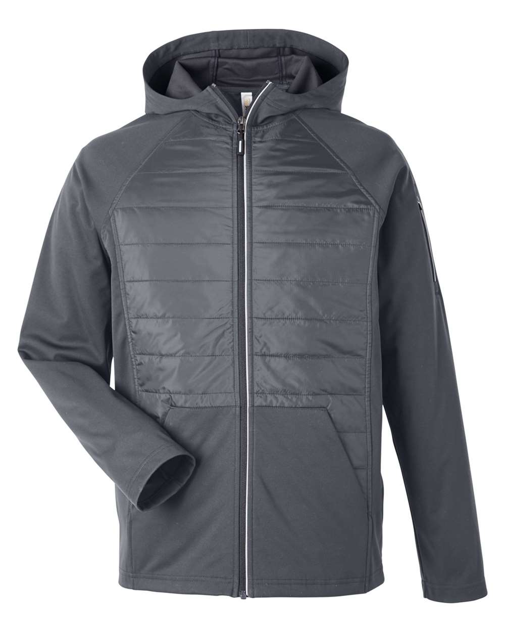 Front View of Carbon Unisex Techno Lite Hybrid Hooded Jacket - CE808