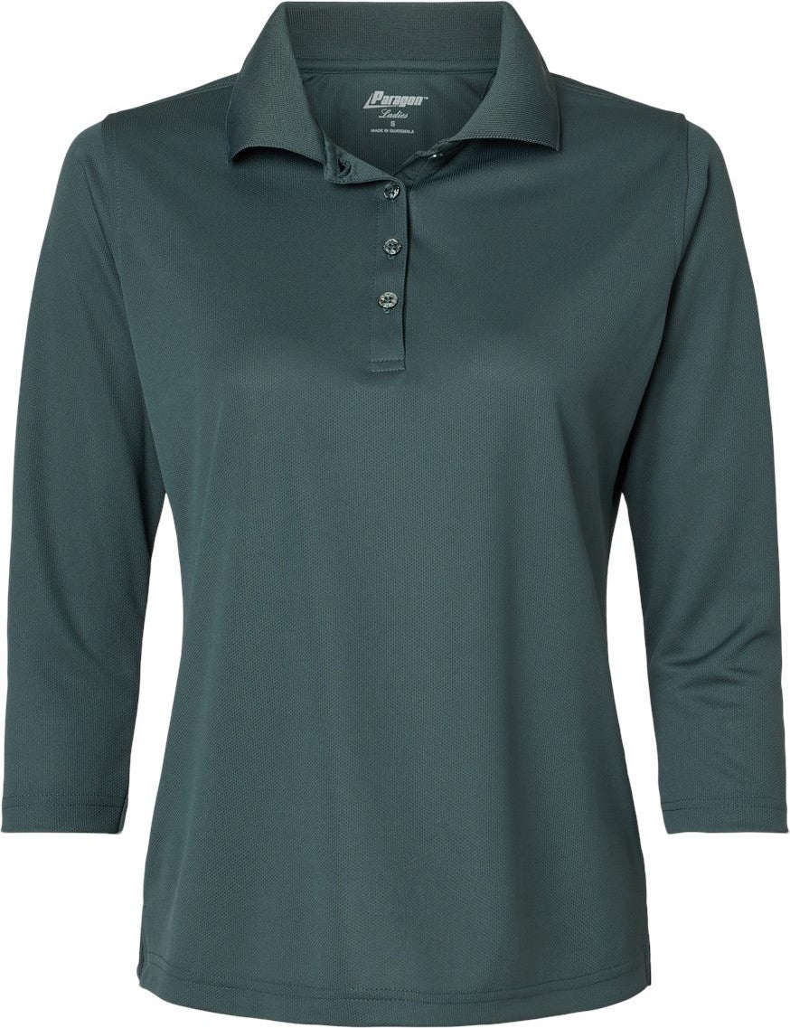 Front View of Carbon Women's Lady Palm Three-Quarter Sleeve Polo - 120