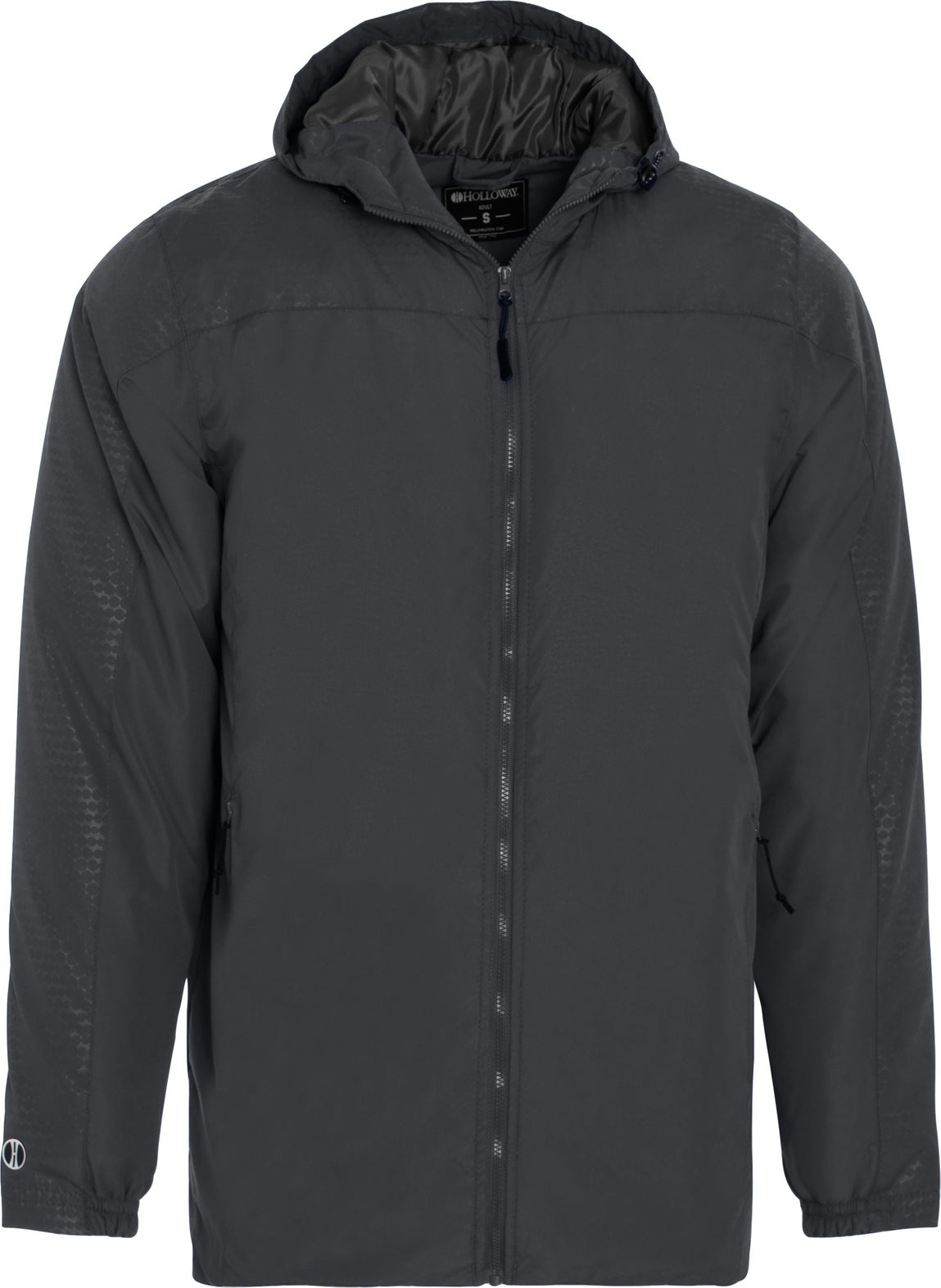 Front View of CARBON/BLACK BIONIC HOODED JACKET