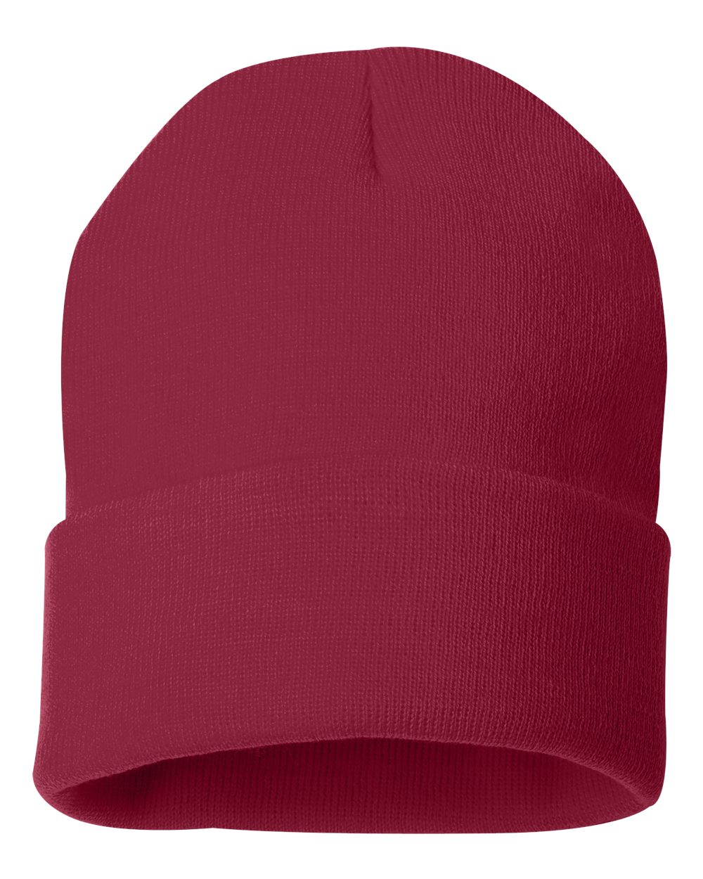 Front View of Cardinal 12" Solid Cuffed Beanie - SP12