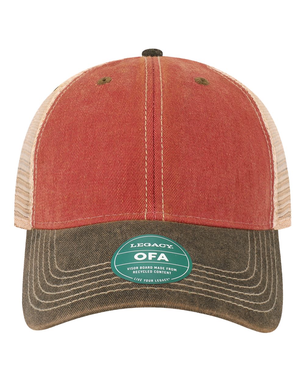 Front View of Cardinal/ Black/ Khaki Old Favorite Trucker Cap - OFA
