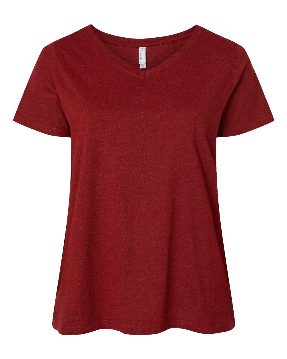 Front View of Cardinal Blackout Curvy Collection Women's Fine Jersey V-Neck Tee - 3817