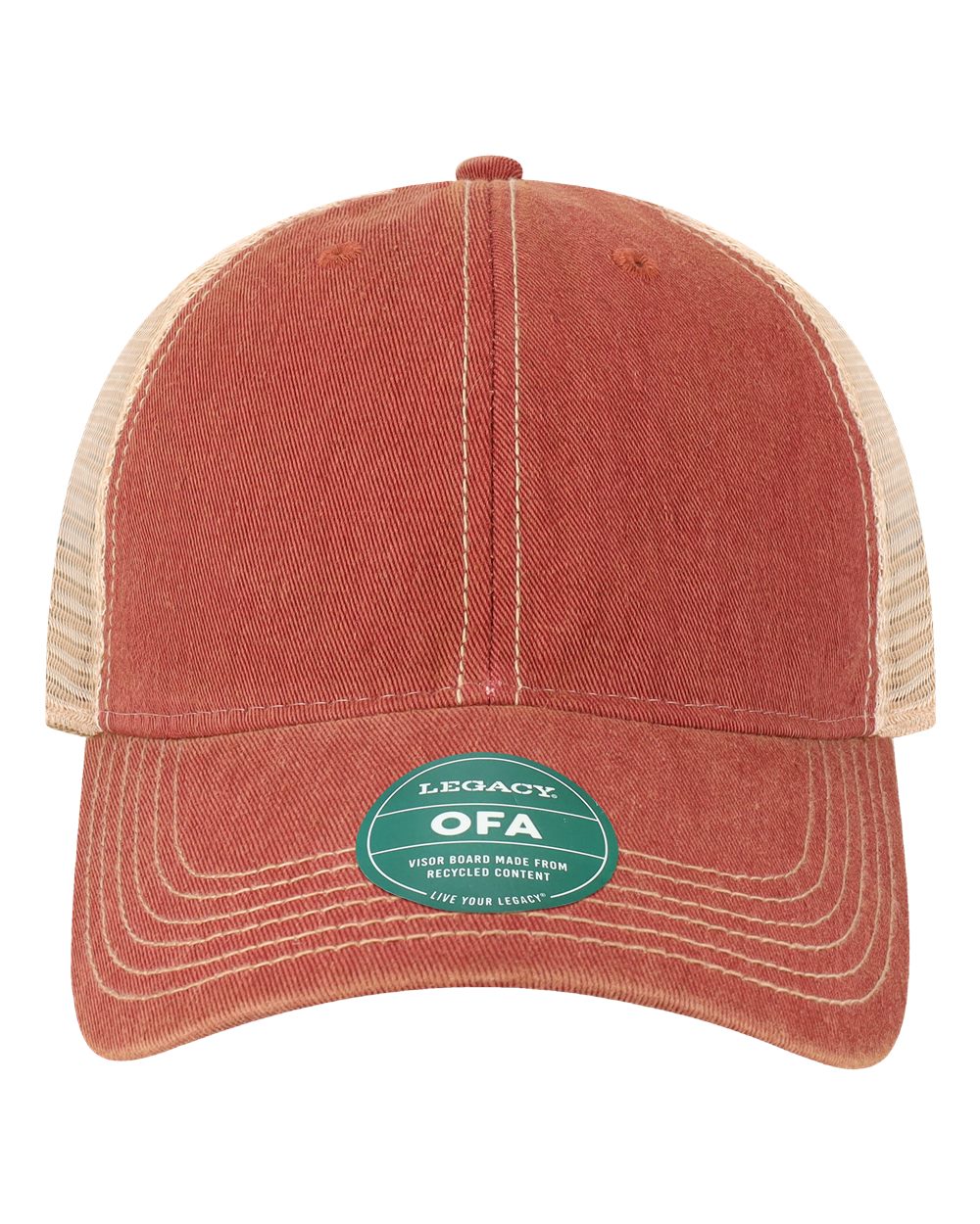 Front View of Cardinal/ Khaki Old Favorite Trucker Cap - OFA