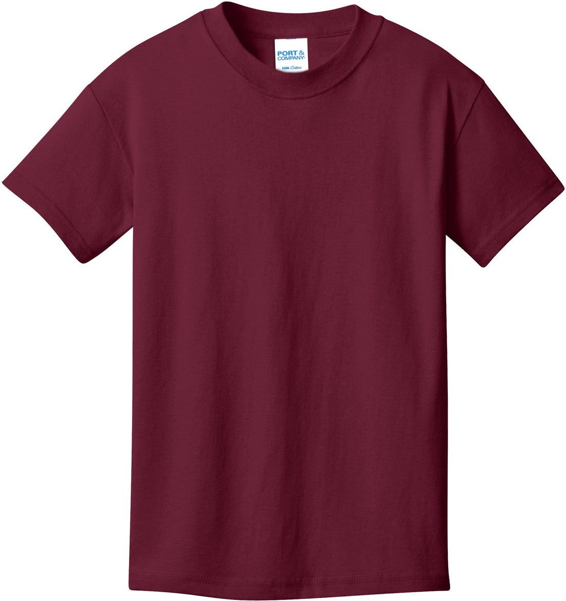 Front View of Cardinal Port & Co Youth Core Cotton Tee. PC54Y