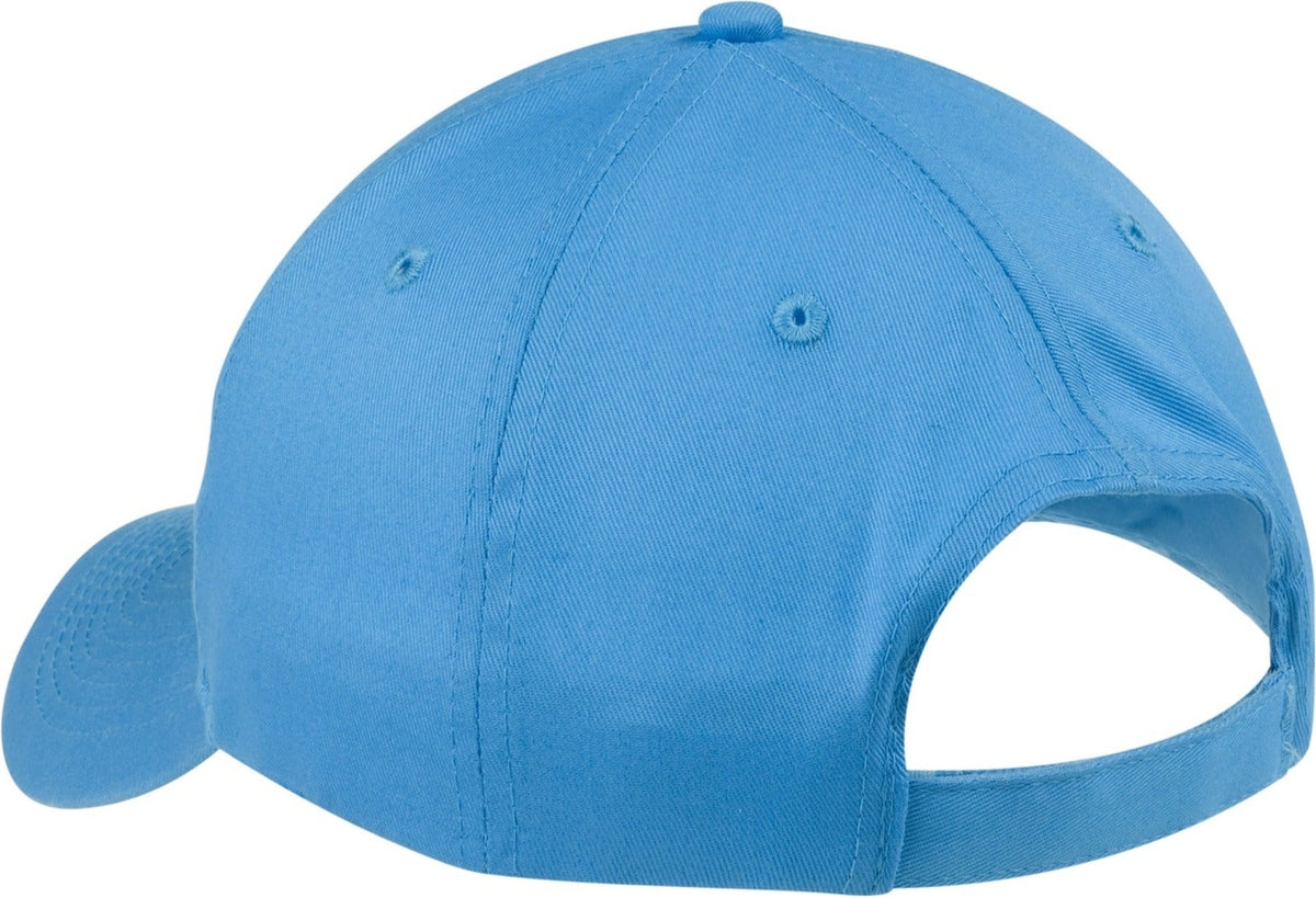 Front View of Carolina Blue Port Authority Six-Panel Twill Cap. CP80