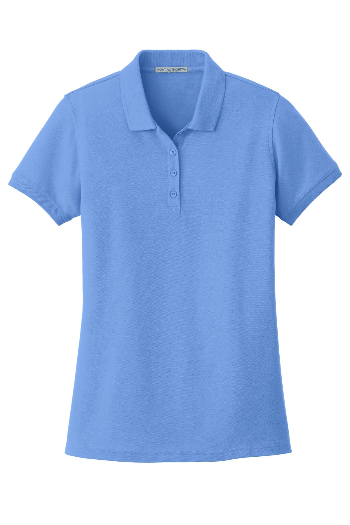 Front View of Carolina Blue Port Authority Women's Core Classic Pique Polo. L100