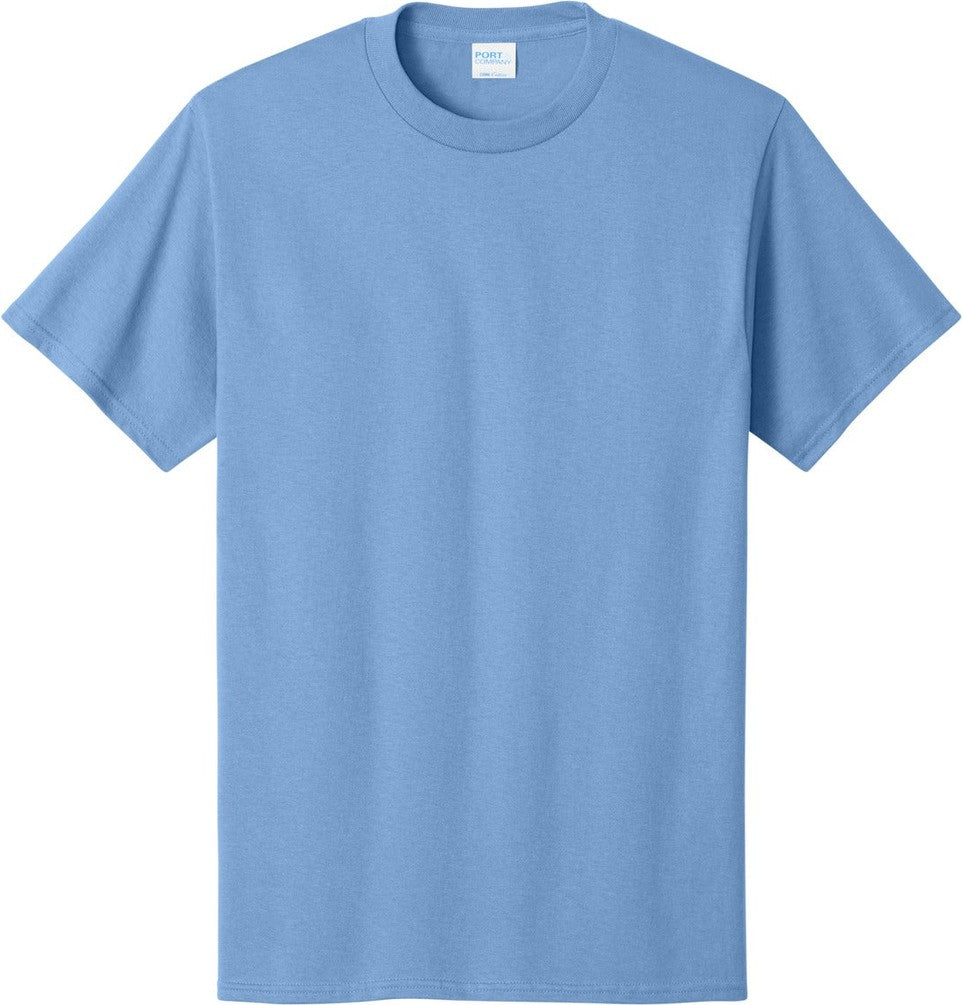 Front View of Carolina Blue Port & Co Core Cotton Tee. PC54