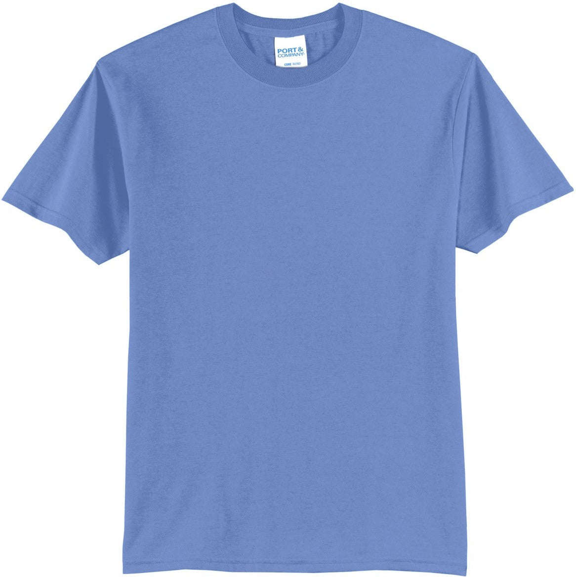 Front View of Carolina Blue Port & Co Tall Core Blend Tee. PC55T