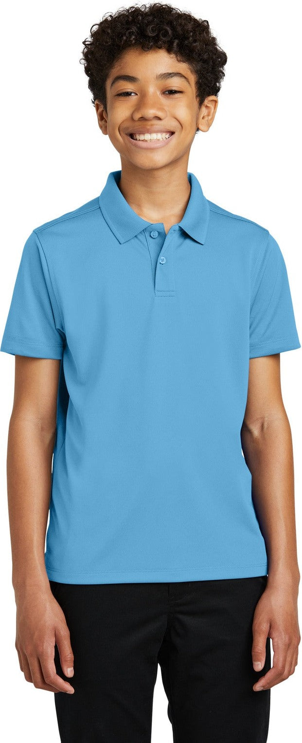Front View of CarolinaBl Port Authority Youth Dry Zone UV Micro-Mesh Polo Y110