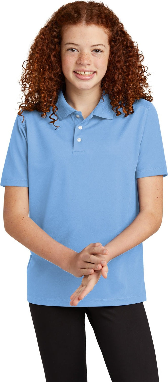 Front View of CarolinaBl Sport-Tek Youth UV Micropique Polo YST740