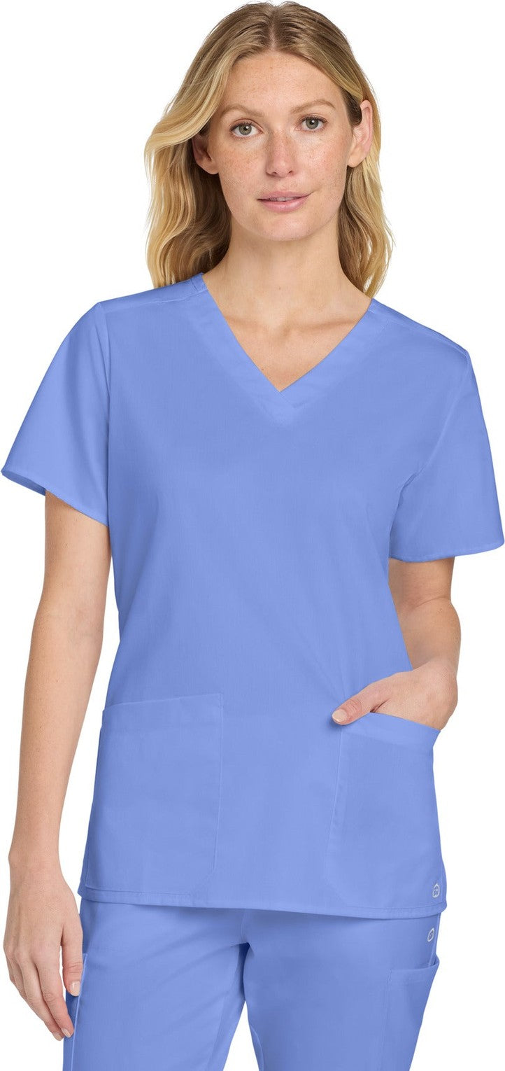 Front View of Ceil Wink Women's WorkFlex V-Neck Top WW4560
