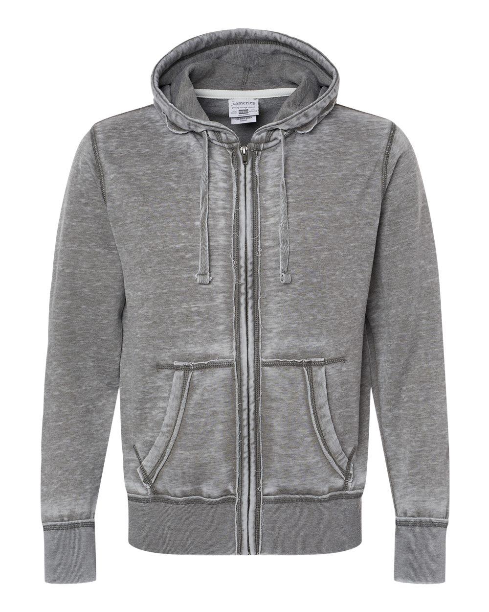 Front View of Cement Vintage Zen Fleece Full-Zip Hooded Sweatshirt - 8916