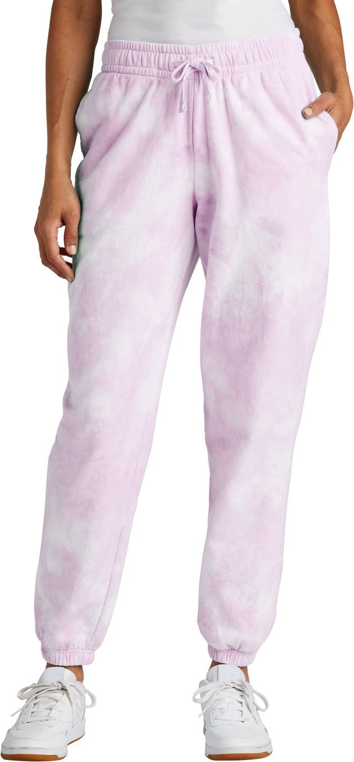 Front View of CerisePink Port & Co Women's Beach Wash Cloud Tie-Dye Sweatpant LPC140P