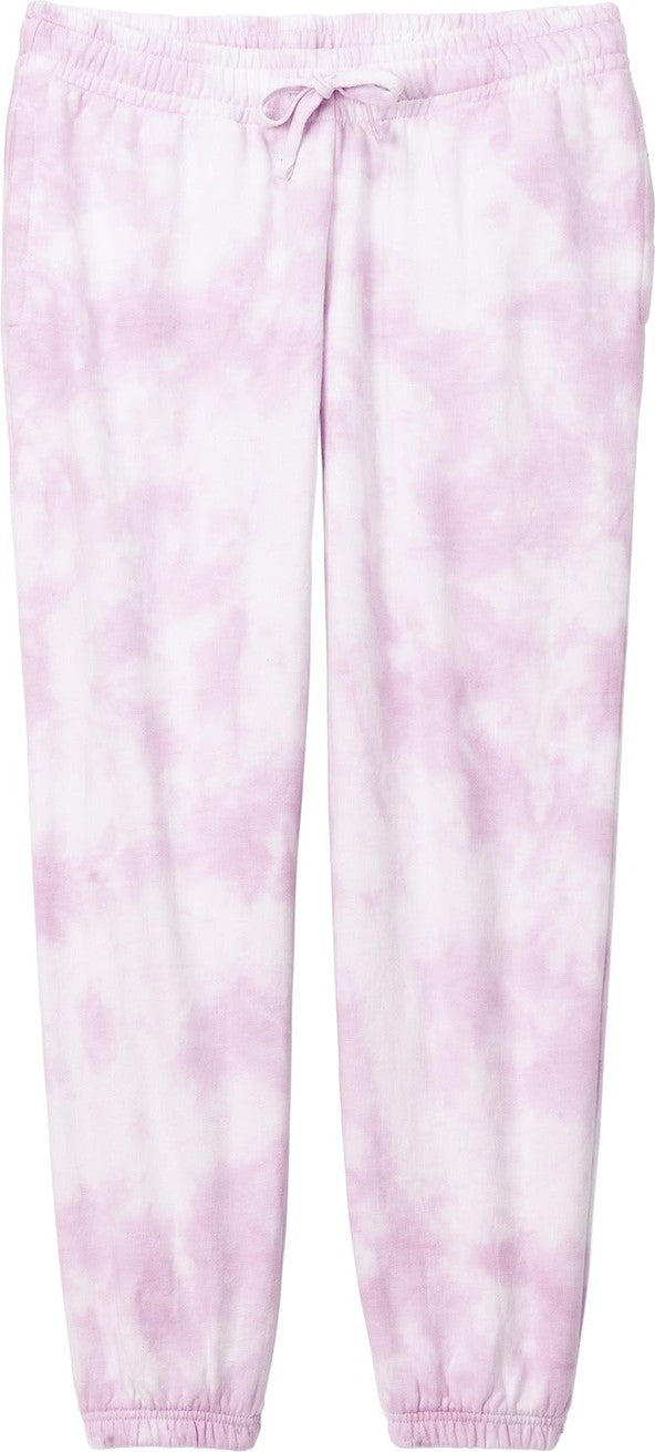 Front View of CerisePink Port & Co Women's Beach Wash Cloud Tie-Dye Sweatpant LPC140P