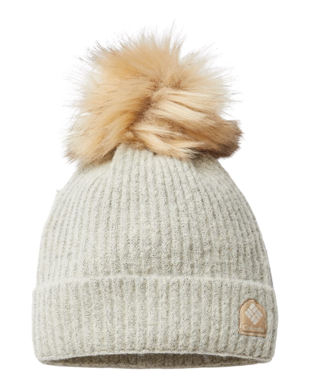 Front View of Chalk Winter Blur™ Pom-Pom Cuffed Beanie - 186210