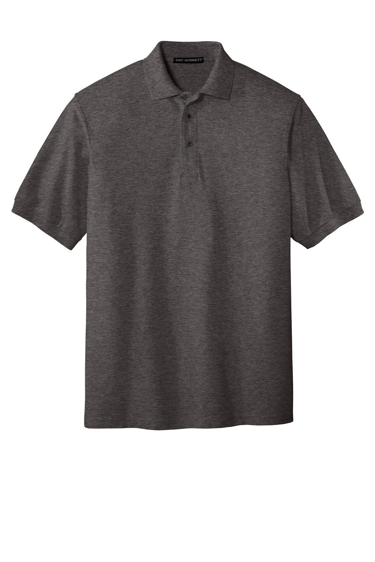 Front View of Char Hthr Grey Port Authority Extended Size Silk Touch Polo K500ES