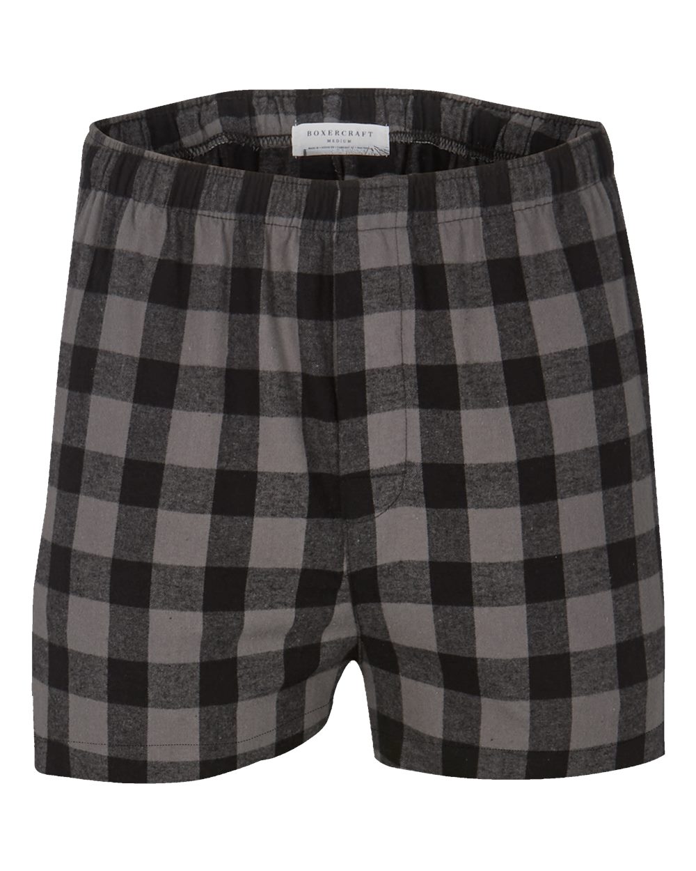 Front View of Charcoal/ Black Buffalo Double Brushed Flannel Boxers - BM6701