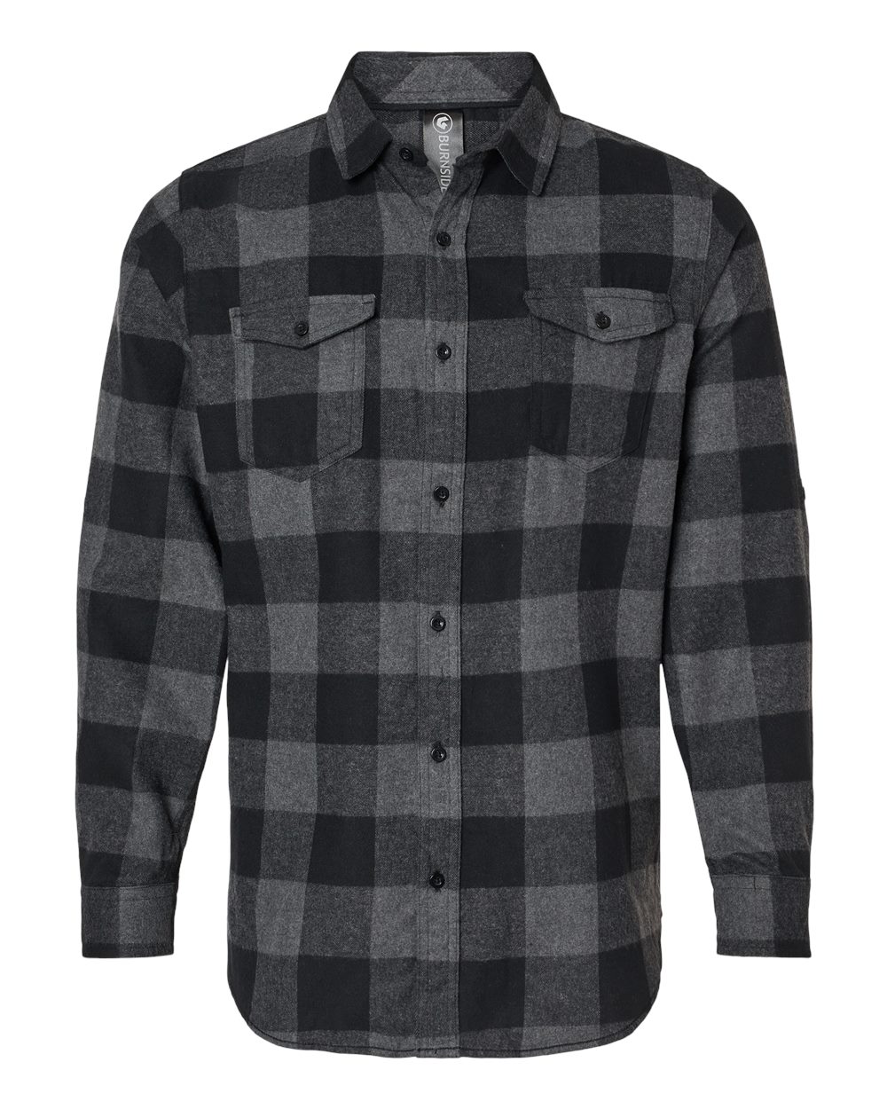 Front View of Charcoal/ Black Buffalo Yarn-Dyed Flannel Shirt - 8210