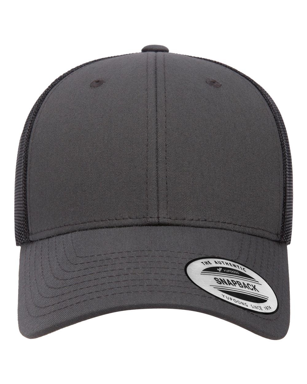 Front View of Charcoal/ Black Elite Cap - 6601