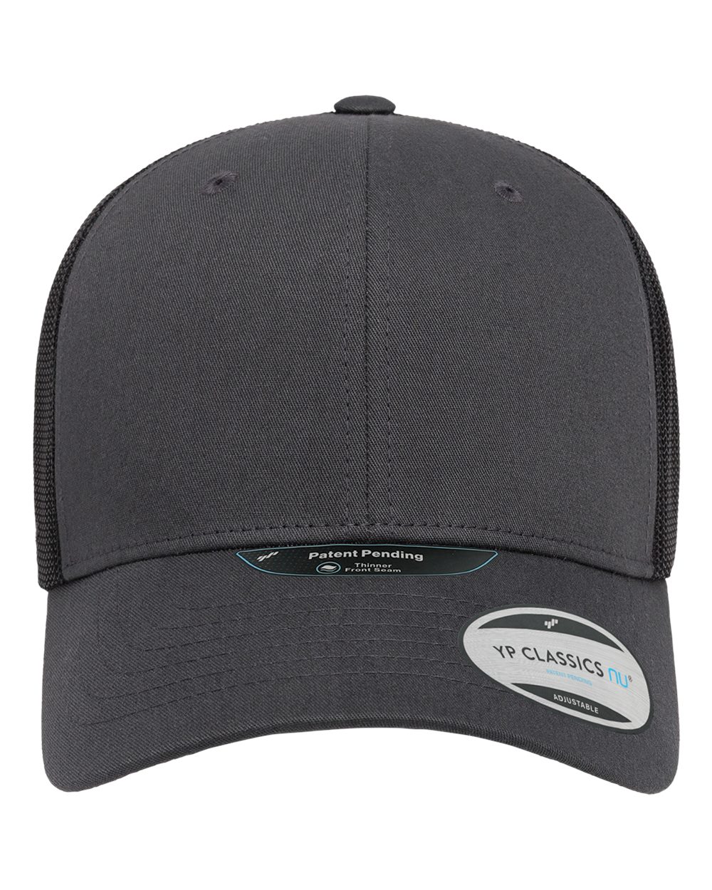 Front View of Charcoal/ Black NU Retro Trucker Cap - 6606NU