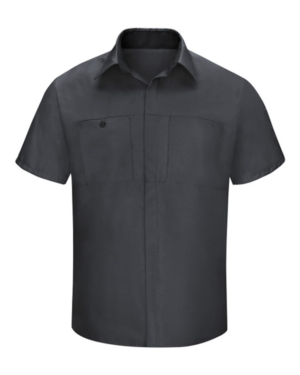 Front View of Charcoal/ Black Performance Plus Short Sleeve Shirt with Oilblok Technology - Tall Sizes - SY42T