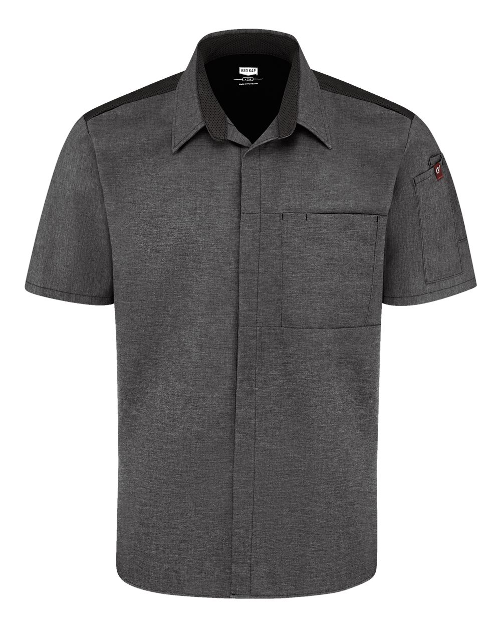 Front View of Charcoal/ Black Poplin Airflow Cook Shirt with OilBlok - 502M
