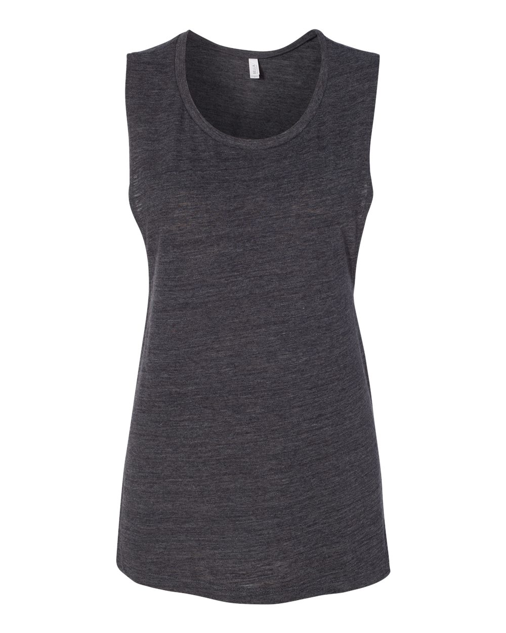 Charcoal Black Slub Women's Flowy Scoop Muscle Tank - 8803
