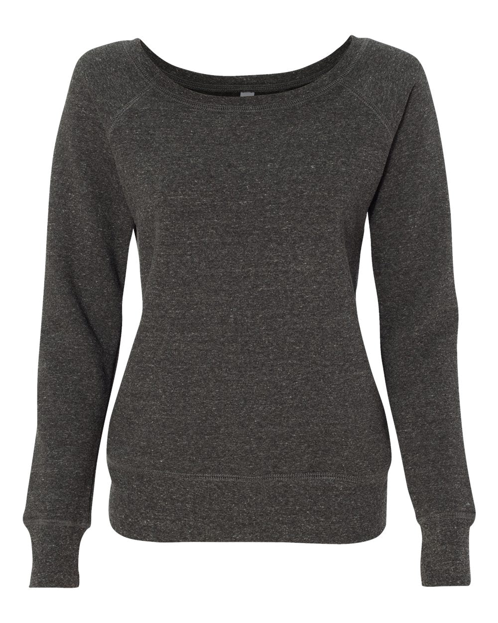 Charcoal Black Triblend Women’s Sponge Fleece Wide Neck Sweatshirt - 7501