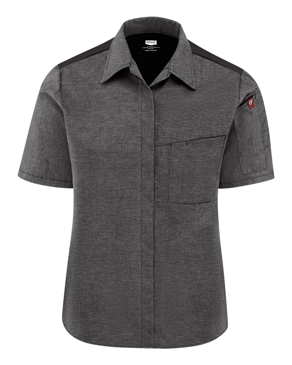 Front View of Charcoal/ Black Women's Poplin Airflow Cook Shirt with OilBlok - 501W