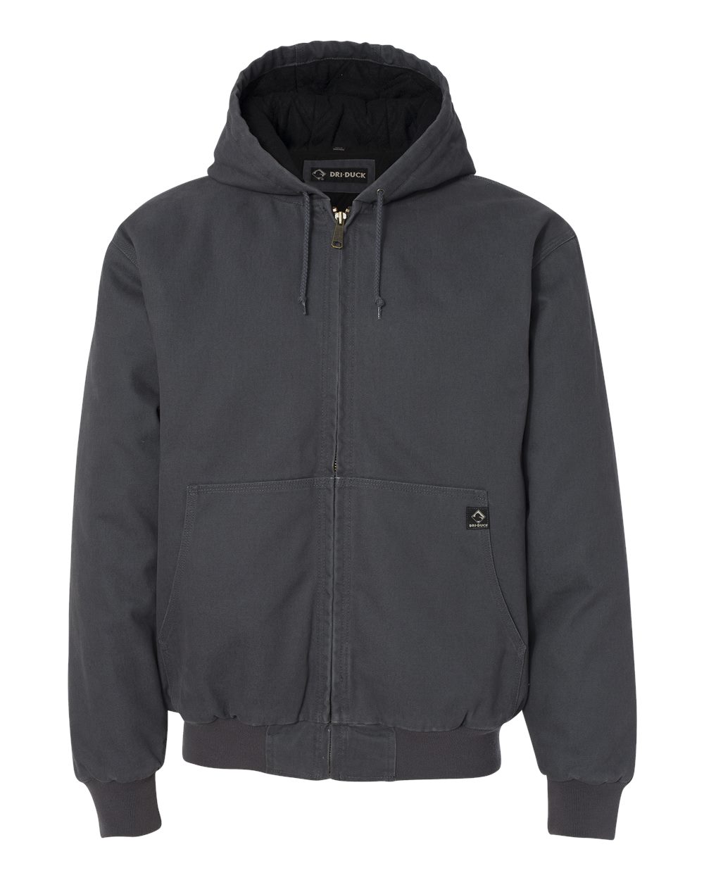Front View of Charcoal Cheyenne Boulder Cloth™ Hooded Jacket with Tricot Quilt Lining - 5020