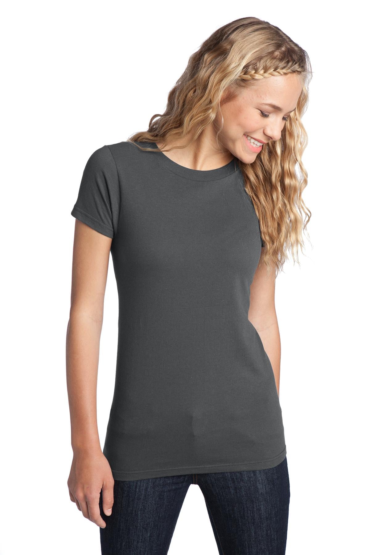 Front View of Charcoal District Women's Fitted The Concert Tee DT5001
