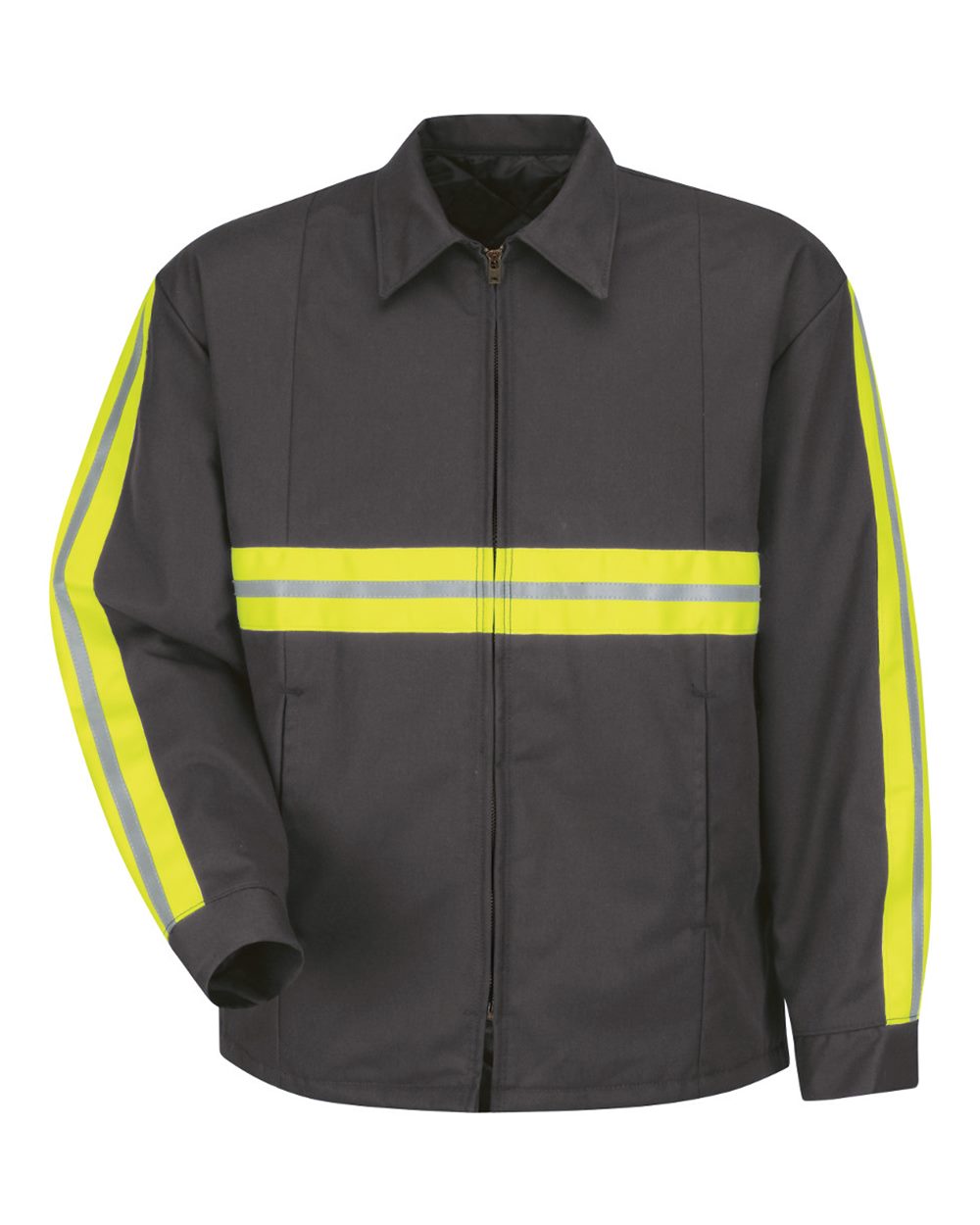 Front View of Charcoal Enhanced Visibility Perma-Lined Panel Jacket - JT50EN
