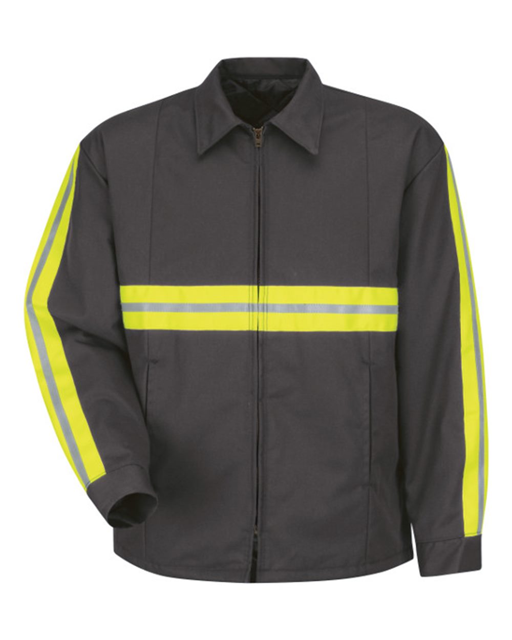 Front View of Charcoal Enhanced Visibility Perma-Lined Panel Jacket - Tall Sizes - JT50ENT