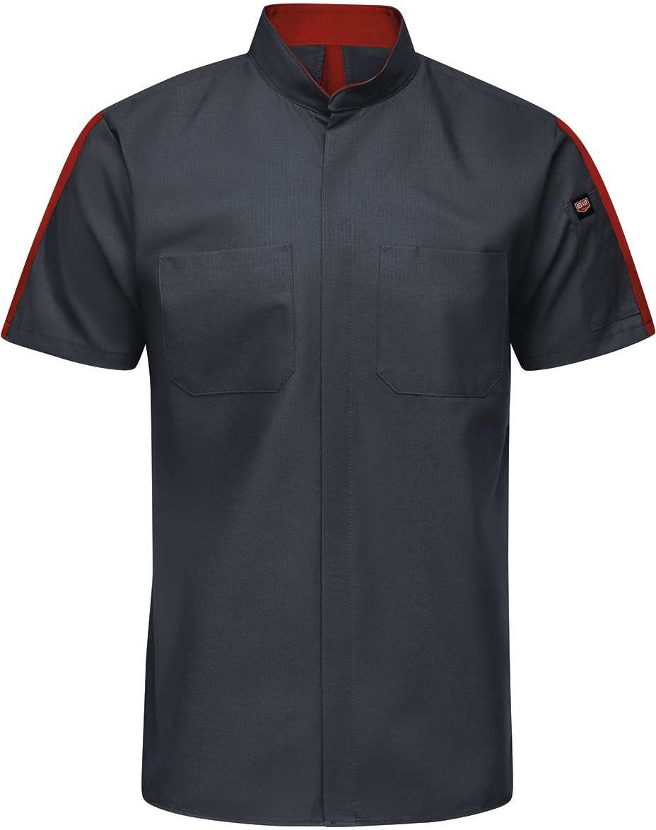 Front View of Charcoal/ Fireball Mimix™ Pro+ Short Sleeve Work Shirt With OilBlok - SX46