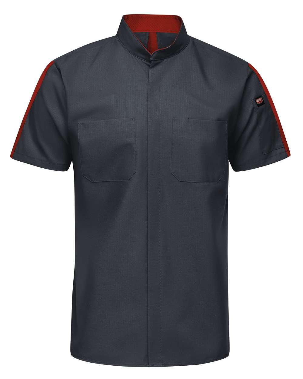 Front View of Charcoal/ Fireball Mimix™ Pro+ Short Sleeve Work Shirt With OilBlok - Tall Sizes - SX46T