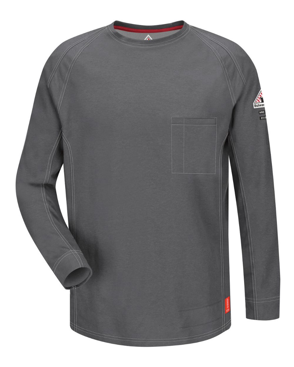 Front View of Charcoal Flame Resistant Long Sleeve Shirt - QT32