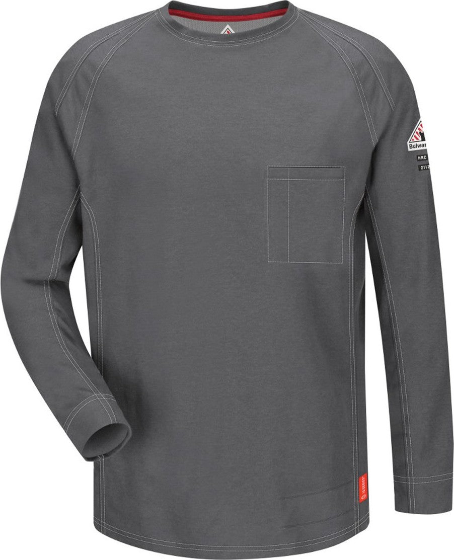 Front View of Charcoal Flame Resistant Long Sleeve Shirt - Tall Sizes - QT32T