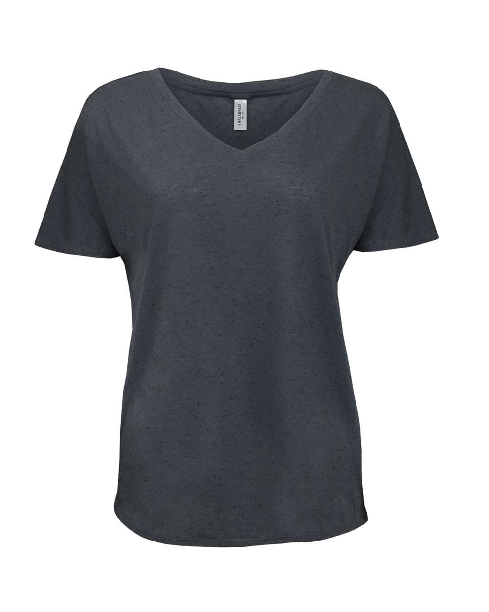 Front View of Charcoal Fleck Women's Tri-Blend Fleck V-Neck T-Shirt - 203FV