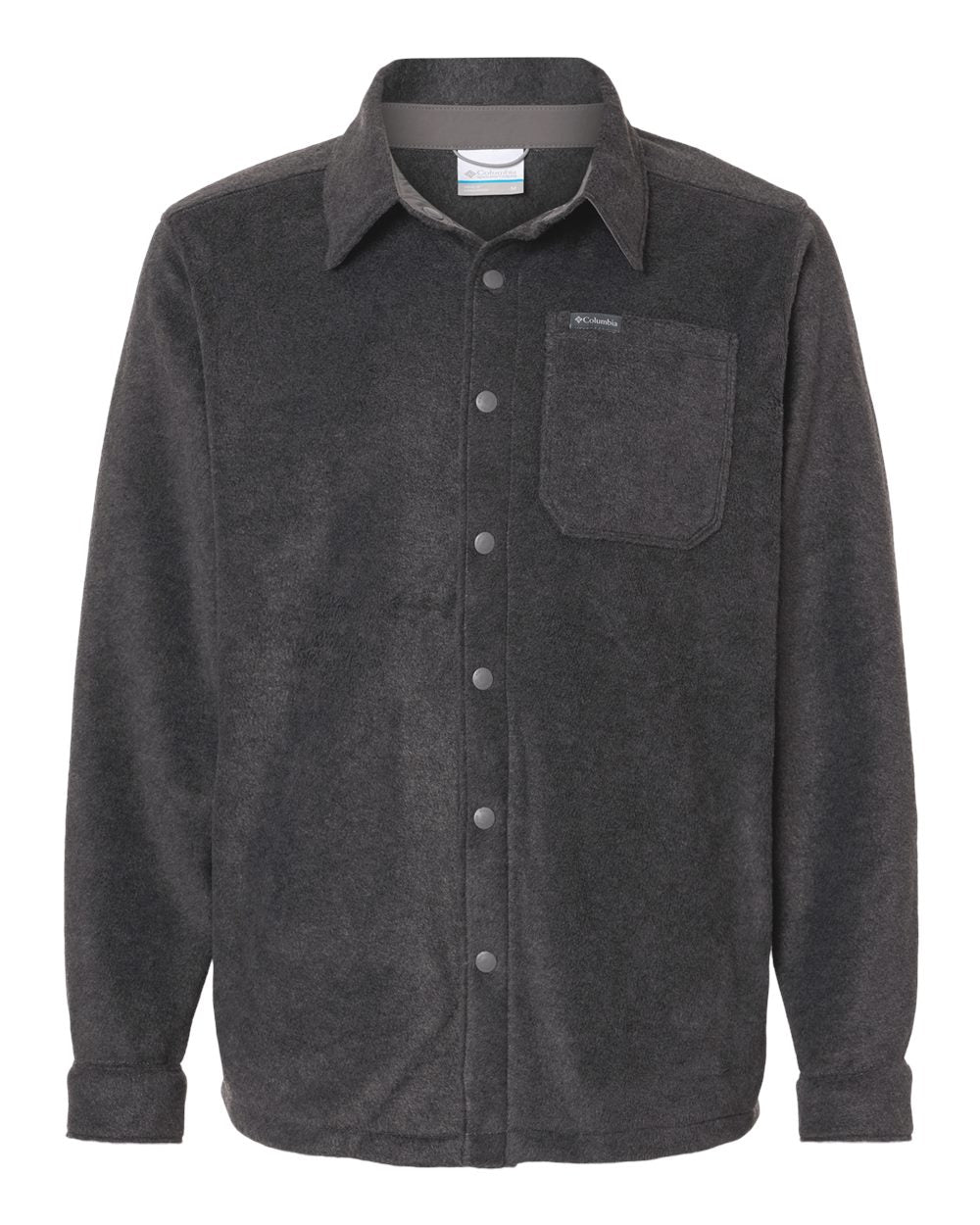 Front View of Charcoal Grey Heather Men&#39;s Steens Mountain™ Solid Shirt Jacket - 212371