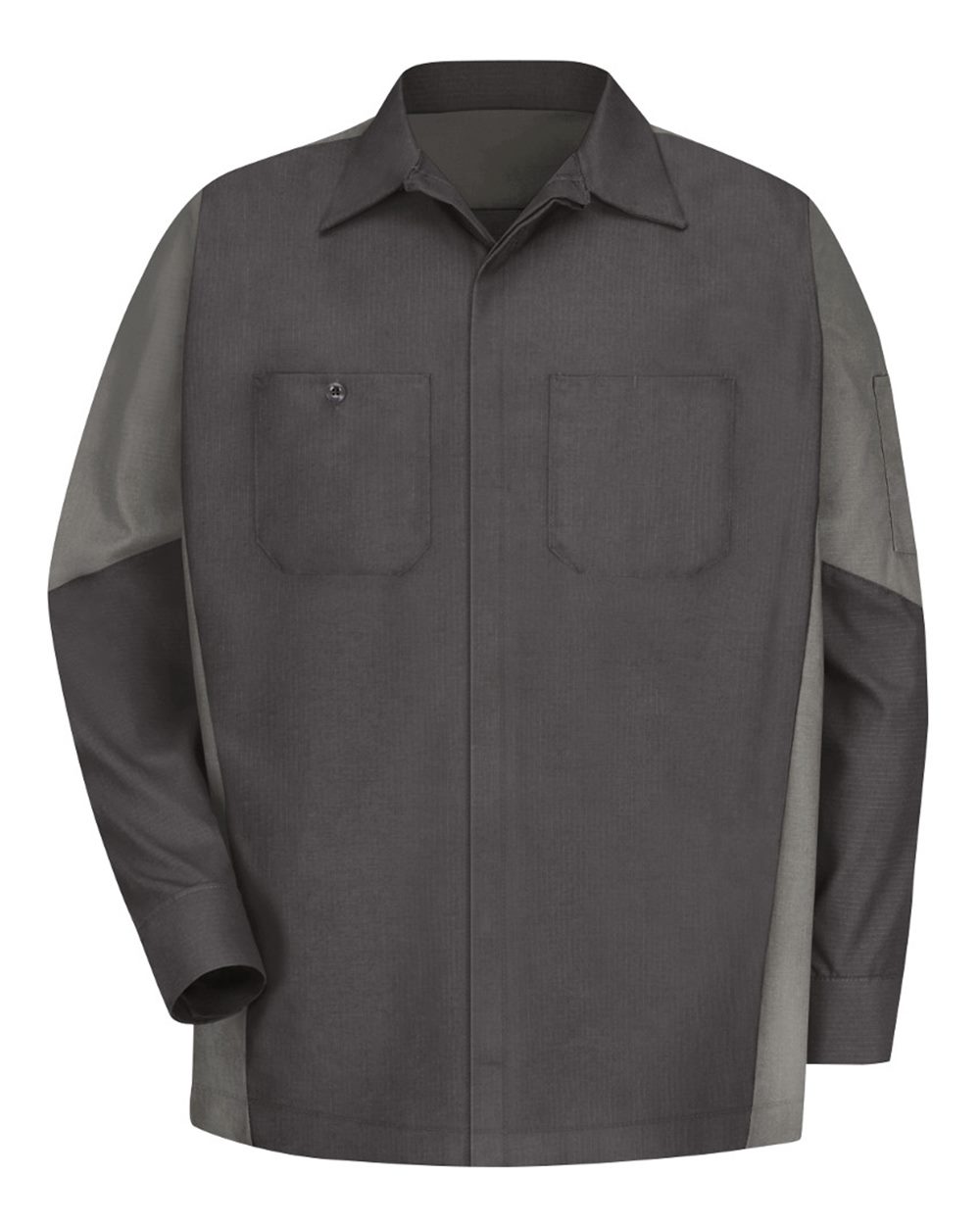 Front View of Charcoal/ Grey Long Sleeve Automotive Crew Shirt - SY10
