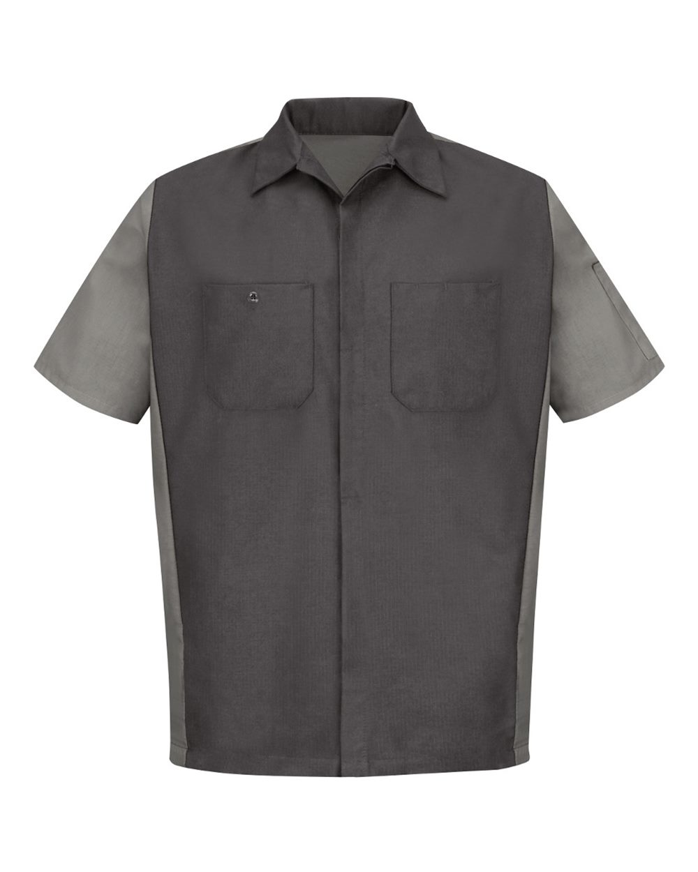 Front View of Charcoal/ Grey Short Sleeve Automotive Crew Shirt - Tall Sizes - SY20T