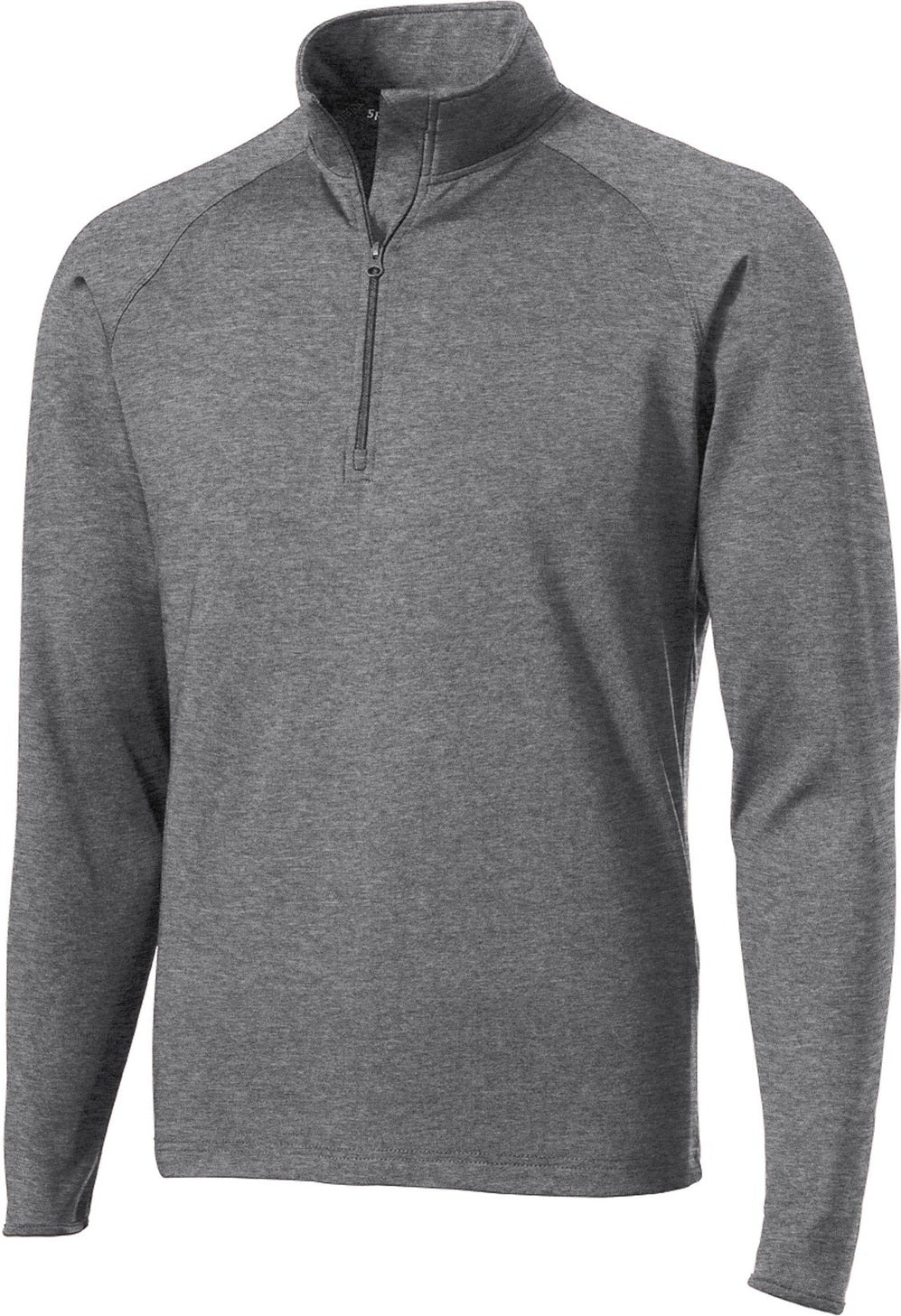 Front View of Charcoal Gy He Sport-Tek Sport-Wick Stretch 1/4-Zip Pullover. ST850
