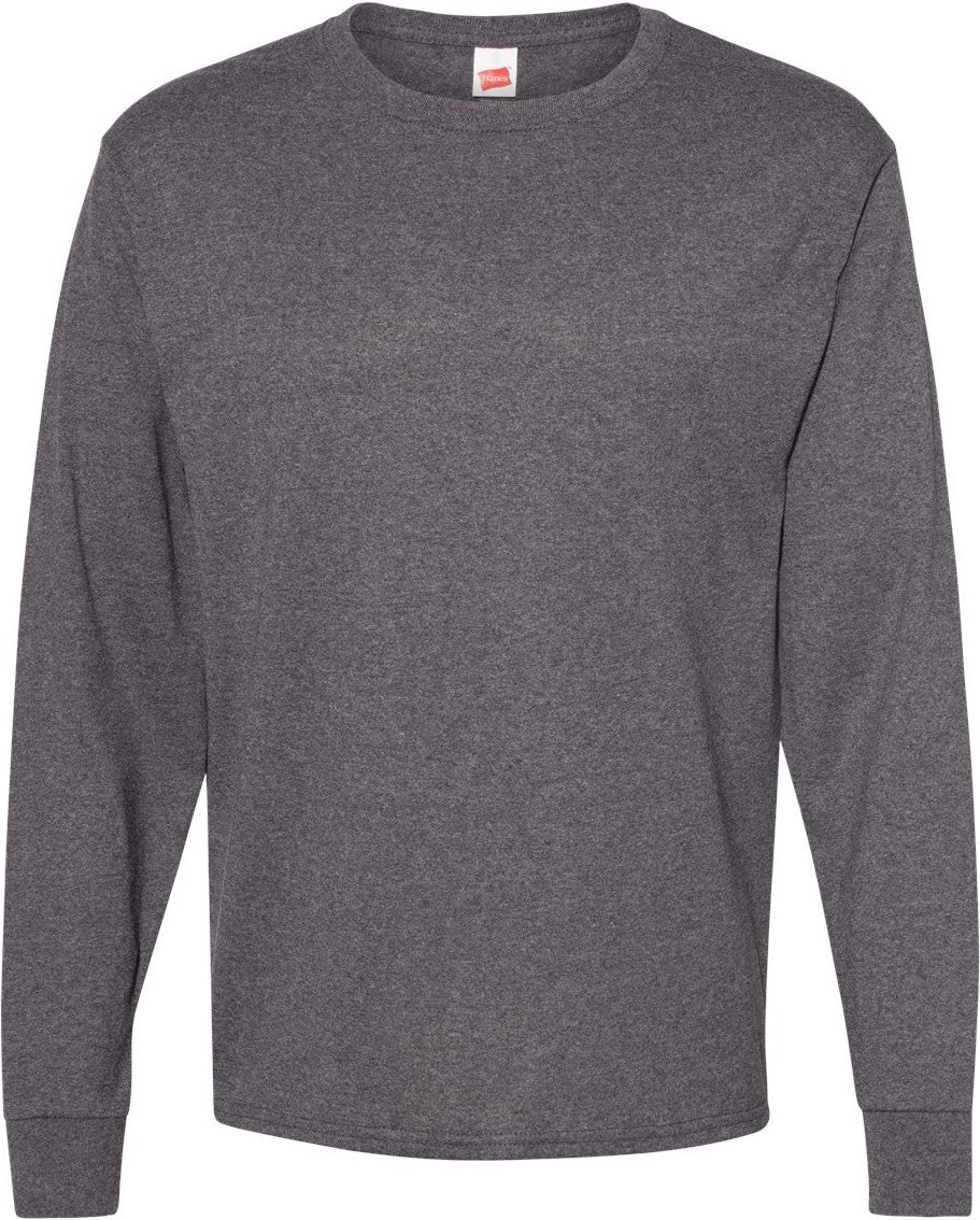 Front View of Charcoal Heather Essential-T Long Sleeve T-Shirt - 5286