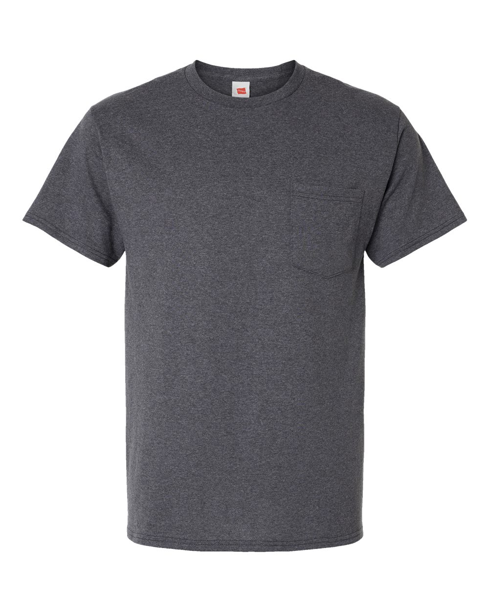 Front View of Charcoal Heather Essential-T Pocket T-Shirt - 5290P