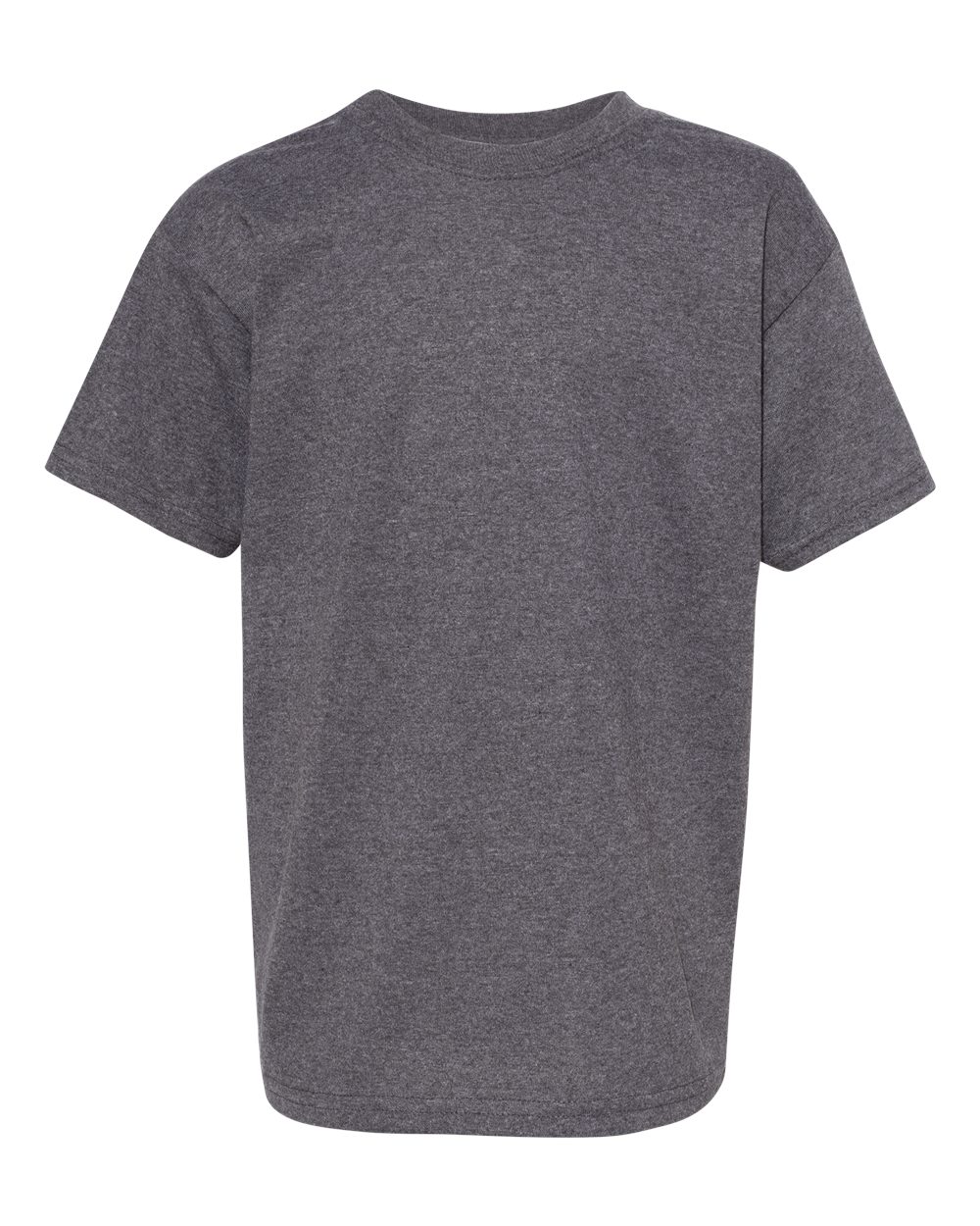 Front View of Charcoal Heather Essential-T Youth T-Shirt - 5480