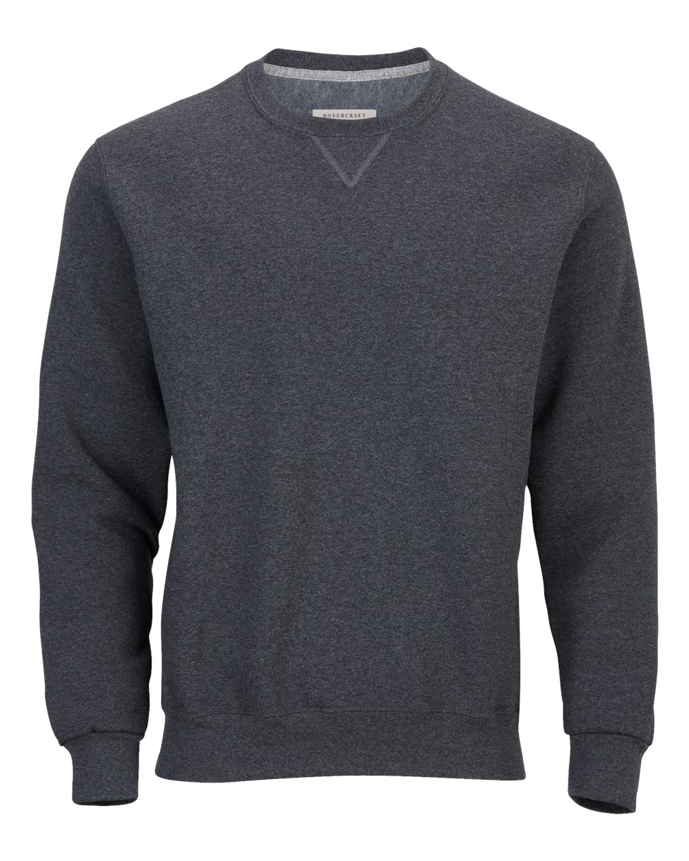Front View of Charcoal Heather Fleece Crew Pullover - BM5101