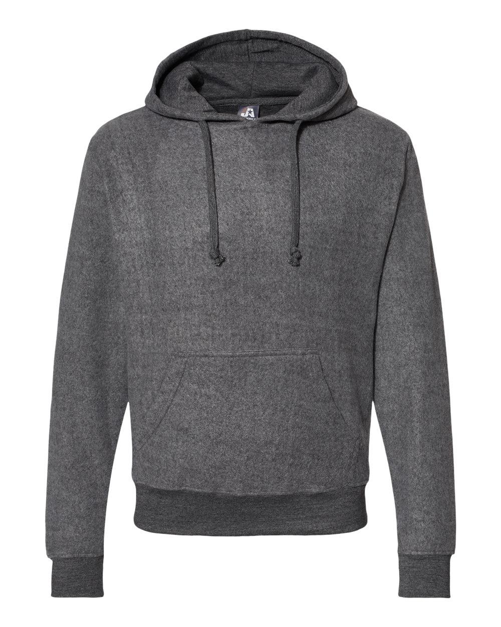 Front View of Charcoal Heather Flip Side Fleece Hooded Sweatshirt - 8709