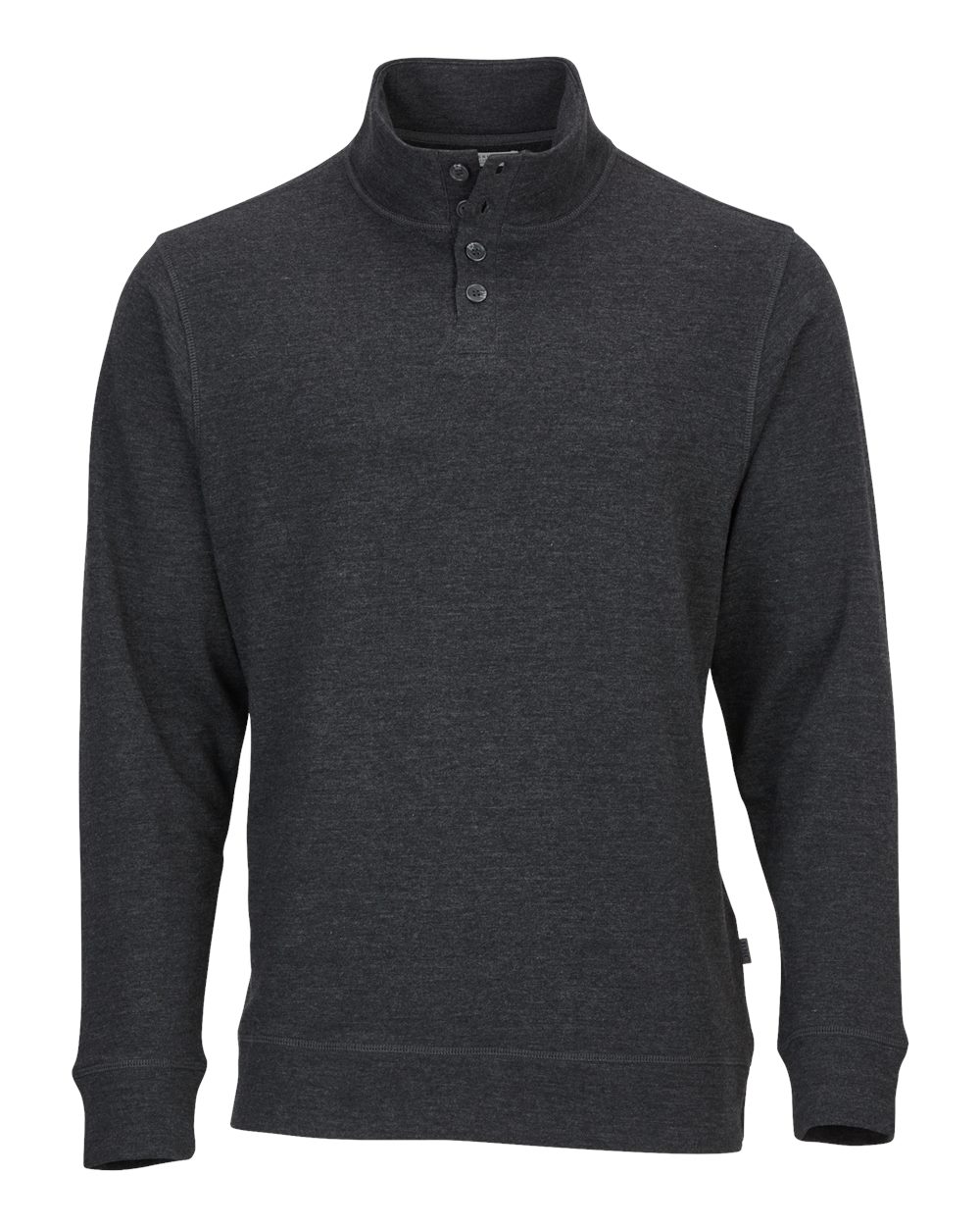 Front View of Charcoal Heather French Terry Button Pullover - BM5209