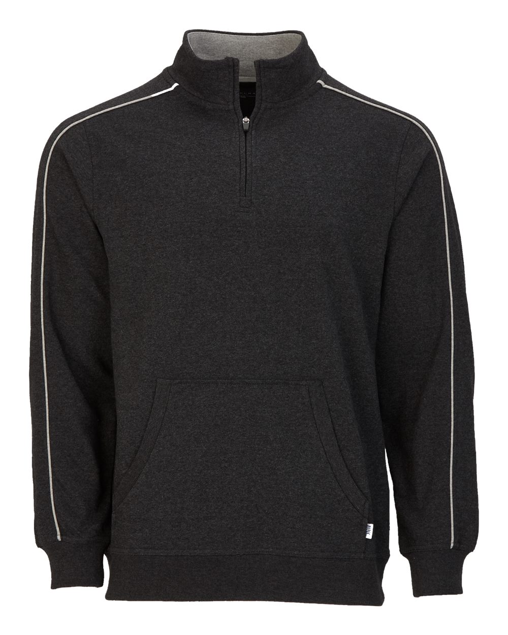 Front View of Charcoal Heather French Terry Quarter-Zip Pullover - BM5204
